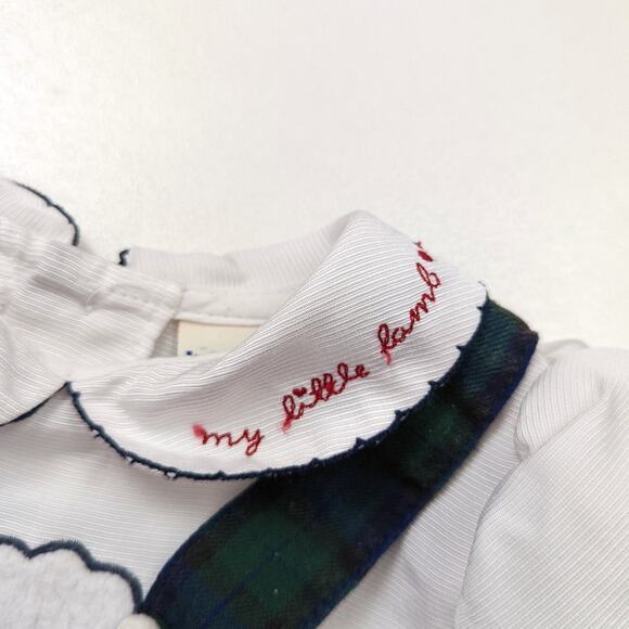 Vintage BT Kids Romper Baby Girls Sz 6-9m Blue Plaid Sheep Bubble Outfit - Picture 2 of 4